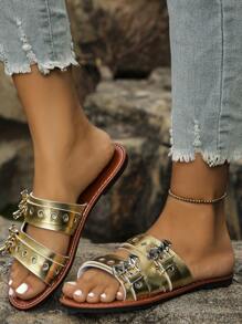 Nuevas sandalias planas casuales tipo punk con plataforma, remaches y diseño gótico de araña y murciélago, para mujeres de talla grande, para el verano