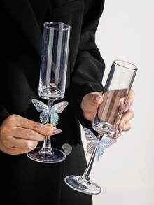 1pc INS-Style Elegant Sophisticated Red Wine Glass, Exquisite Butterfly Decor Wine/Champagne Glass, Crystal Glassware, Luxury Home Use Creative Stem Cup, Bridal Wedding Toast Cup - Multicolor - View 8
