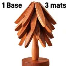 Sottopentola antiscottatura in legno resistente al calore - Portaoggetti per pentole e ciotole, sottobicchiere per uso in cucina e ristorante