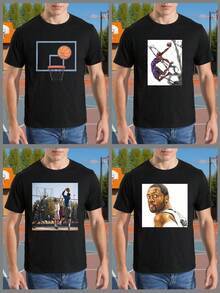 Personalized Photo/Logo/Design Custom Print Men's Black T-Shirt, Great Gift For Valentine's Day, Birthday, Anniversary, Company Activities, Music Festivals, Party Wear - Black - View 2
