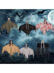 1 szt. wisząca dekoracja w kształcie ducha na Halloween, upiorna dekoracja na werandę i podwórko