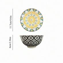 6pcs/Set - 4.72 Inch Glazed Ceramic Bowls, Bohemian Style Ceramic Bowl Set, Cereal Bowl, Soup Bowl, Dessert Bowl, Salad Bowl, Rice Bowl, Dishwasher/Oven/Microwave Friendly, Multi-Functional Kitchen Tableware, Suitable For Home And Restaurants,School Supplies