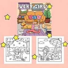 1pc Very Girlly Adult Coloring Book, 20.5x20.5 Cm, 22 Pages, Single-Sided Print - Whimsical & Comfy Designs With Clear Lines, Perfect For Birthdays, Easter, Father'S Day, And Relaxation, Cute Coloring Boo,Back To School,School Supplies