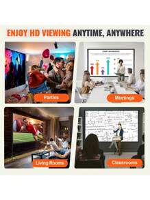 1PC 220/156/132cm Projector Screen - Portable, HD, 4K Ultra-Thin Projection Screen For Home Theater, Office, Outdoor Movies - Easy Setup, Wrinkle-Resistant, Durable Material -Best For Indoor/Outdoor Use