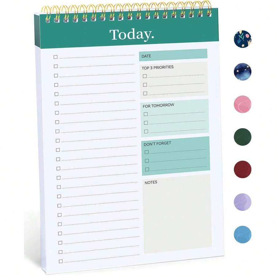 Bloc de Notas de Lista de Tareas - Cuaderno de Lista de Tareas para el Trabajo con 52 Hojas, Planificador Diario sin Fecha Perfecto para Tareas Diarias y Establecimiento de Objetivos, Bloc de Notas de Lista de Tareas Adecuado para Oficina, Hogar y Escuela, Útiles Escolares, Vuelta a la Escuela - Multicolor - Ver 1