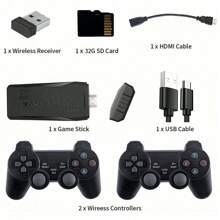 Wireless Mini Retro Video Games Console, Wireless Control Retro Game Stick Built-In 9 Emulators, 32G With 10K+Games / 64G With 20K+ Games, 4K HD-MI Output 2.4GHz Wireless Gaming Console, Retro Video Games Console For TV & Display Plug And Play