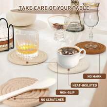 Set de 4 piezas/8 piezas de posavasos absorbentes, posavasos minimalistas con forro de tela no tejida, adecuados para mesas de café, decoración del hogar, bares y regalos - Serie marrón