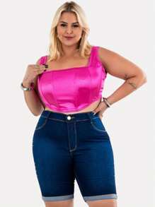 Kit 2 Bermuda Feminina Plus Size Jeans Com Lycla (Elastano)