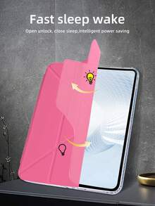 1pc Acrylic Y-Fold Flat Tablet Case, Watermelon Red, Magnetic Snap Closure, Multi-Angle Stand, Pen Slot, High-Transparency Acrylic Back Shell Anti-Bend Anti-Scratch, Sleep/Wake, Casual/Minimalist/Classic Design, Compatible With IPad Mini6/Mini7/9.7/10.2/10.5/Air4/Air5/10th/10.9/Pro11/Air11(M2)/Air13(M2)/Pro11(M4)/Pro13(M4) 2024 12.9inch, Slight Color Difference Due To Lighting - 西瓜紅 - 查看 5