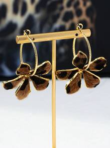 1 Paar plüschige Leoparden-Blumen Ohrringe, modisches, zierliches, einzigartiges Design, personalisierbar, vielseitig für täglichen Gebrauch und Tragen, Herbst/Winter