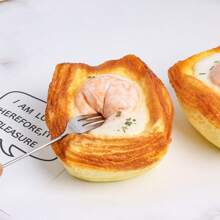 1pc Soft Squishy Blooming Cheese Bread, Croissant Egg Bread, Chocolate Wheel Bread Model, Stress Relief Squeezing Food Toy, Display Piece