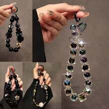 Black Hand Strap Wristlet Short Hanging Lanyard Phone Case Keychain Bag Pendant - Black - View 12