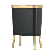 15L Odor-Sealing Trash Can With Elevated Legs - Multi-Functional, Modern Home Decor Waste Bin For Kitchen, Living Room, Bedroom, Bathroom Luxury Rectangular Trash Can - Large Capacity Kitchen And Bathroom Waste Bin With Press-Type Lid, Non-Electric, Elegant Design For Home And Living Room Back To School