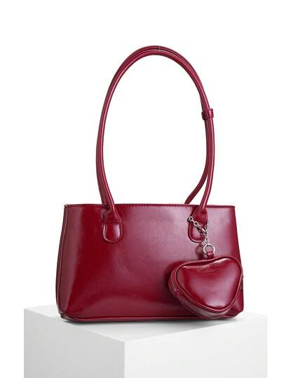 DareSee New Spring/Summer Women Shoulder Bag, Fashion Heart-Shaped Armpit Bag, Korean Niche Design, Versatile Mini Square Handbag, Premium Quality Anchor Red Shoulder Handbag Tote Bag Music Fest Y2KFest Back To School Autumn Winter Gifts