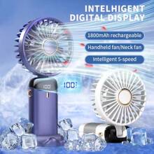 New Handheld Small Fan USB Portable Digital Display SilentOffice DeskStudent On Dormitory Charging Outdoor Fan,1PC Portable Handheld Fan, With LED Display, Handheld/Neck/Desk 3 In 1 Personal Small Fans, 90° Foldable Desk Fan With Base, 5 Speed Lash Fans Makeup Fan For Women Mini Portable USB Fans With 6 Speeds