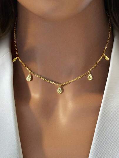 1 件精致泪珠流苏项链女士珠宝 925 纯银简约精致项链精美珠宝礼物送给女孩生日生日约会装饰