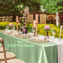 1pc Rose Gold Satin Table Cloth, Romantic Polyester Rectangle Tablecloth Suitable For Valentine's Day, Wedding, Holidays, Birthdays And Banquets, Parties, Ideal For Creating A Festive And Elegant Atmosphere, Wedding Decor - Solid Color - View 35