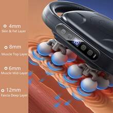 LUYAO 16头专业按摩枪，塑料材质，无香型，USB充电（内置1300mAh锂电池），可充电，适用于全身，家用 - 黑色 - 查看 8