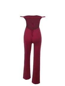 WOWDARK Women's Backless Lace-Up Slim Jumpsuit, Sexy Design For Autumn