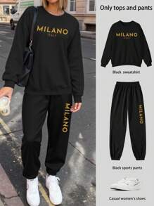 Milano Women's Casual Sports Sweatshirt Suit Two-Piece Set Autumn And Winter