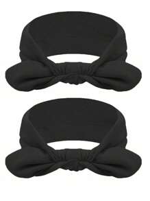 2 pièces/4 pièces Serre-têtes larges noirs en forme de nœud pour femmes, bandeaux anti-dérapants pour yoga/entraînement, accessoires capillaires en fibre de polyester, bandeau turban, tour de tête absorbant la sueur