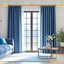 128-32 Inch Damage-Free No Drill Curtain Rods Adjustable Metal Drape Pole With Super Strong Adhesive Brackets, Contemporary Style For Renters, Apartments, Dorms, Indoor & Outdoor Use, Curtain Rods For Living Room - Gold - View 8