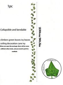 1/5pcs 90 Pieces Artificial Ivy Leaves Vines, Detachable Leaves, UV-Resistant Plastic Plants For Decoration In Living Room, Kitchen, Balcony, Garden, Bedroom, Farmhouse (Note - If You Smell A Plastic Odor After Unpacking, Please Let It Air Out For A While, It Won't Affect The Use)