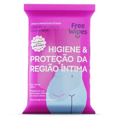 Lenço Umedecido Higiene Feminina Free Wipes - 16 lenços