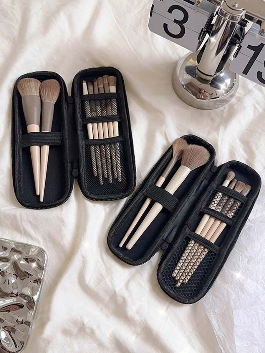 1 件便携式化妆刷收纳包，旅行化妆刷收纳盒 - 黑色 - 查看 1