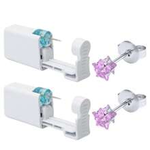 2 pezzi Kit per foratura orecchie fai da te con orecchini incorporati - Set di strumenti per foratura orecchie usa e getta