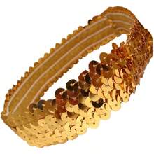 Kenz Laurenz Sequin Headbands Elastic Stretchy Headband For Girls Women Flapper Roaring 20s Great Gatsby 1920s Hair Band Cute Princess Head Bands - Gold - View 2