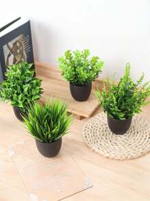 1/4pcs Black Flower Pot Simulation Plants With Small Artificial Plants, Including Pots For Indoor Home Decor, Office, Bathroom And Bedroom, Perfect For Indoor Desk Artificial Plant Decoration, Wedding Decoration, Birthday Party Gift, Garden Decoration, Outdoor Plants, Gardening, Fake Flowers, Room Decor, Home Decor