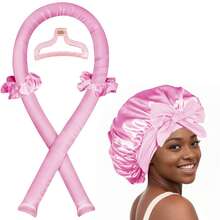 5pcs Set Satin Silk Sleeping Hat, No Heat Hair Curler, Damage-Free Curling Kit, Satiny Surface Heatless Curler Set With Hair Clips, Hair Accessories - Multicolor - View 14