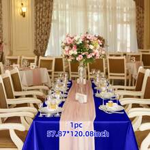 1pc Rose Gold Satin Table Cloth, Romantic Polyester Rectangle Tablecloth Suitable For Valentine's Day, Wedding, Holidays, Birthdays And Banquets, Parties, Ideal For Creating A Festive And Elegant Atmosphere, Wedding Decor - Solid Color - View 24