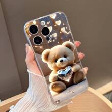 Funda de teléfono de Body completo transparente de TPU con amortiguación de impactos, con diseño lindo de oso y perro