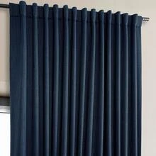 HPD Half Price Drapes - Faux Linen Curtains For Living Room (1 Panel) - 100W X 84L - Extra Wide Textured Room Darkening Curtains For Bedroom 84 Inches Long - Drapes For Home Decor, Essential Black - 靛青 - 查看 7