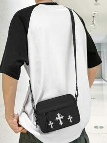 peach tree Borsa a tracolla diagonale, borsa a tracolla mini casual uomo in colore unito semplice di moda, borsa a tracolla versatile leggera in nylon resistente all'acqua per uso quotidiano, borsa da ciclismo