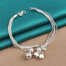 925 Silver Plated Smooth Matte Bead Bracelet For Women Wedding Engagement Fashion Jewelry - Silver - View 1