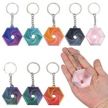 Breloc cu inel de decompresie hexagonal geometric imprimat 3D, vârfurile degetelor în formă geometrică se pot transforma și transforma liber jucărie de decompresie portabilă