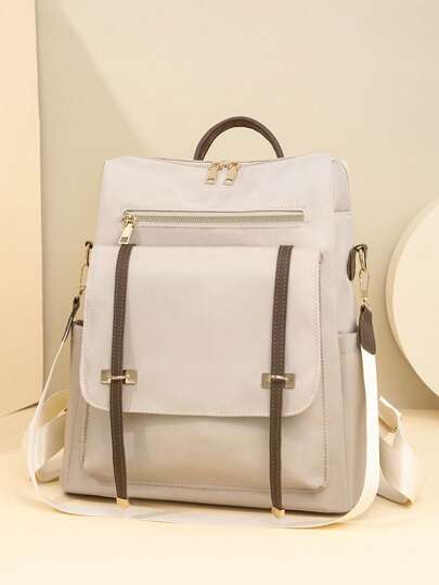 Women's Stylish Nylon Backpack, Square Minimalist Flap Backpack, Large Capacity College Style Backpack Suitable For Shopping, Wallet, Student, Young Women, College Student, Business Attire. Great For Office, University, Work, Business, Commuting, Outdoor Activities, Travel And Picnics, School Backpack, School Supplies, School Bag, Backpack For School, Back To School Backpack, School Bookbag, Big Backpack, Backpack School, Back To School Bags, Waterproof, Laptop Compartment, Airline Approved, Lightweight, Business Casual, Suitable For Teen Girls Women College Students, Teacher, White-Collar Workers, Perfect For Back To School, First Day Of School, Work, Business, Commute