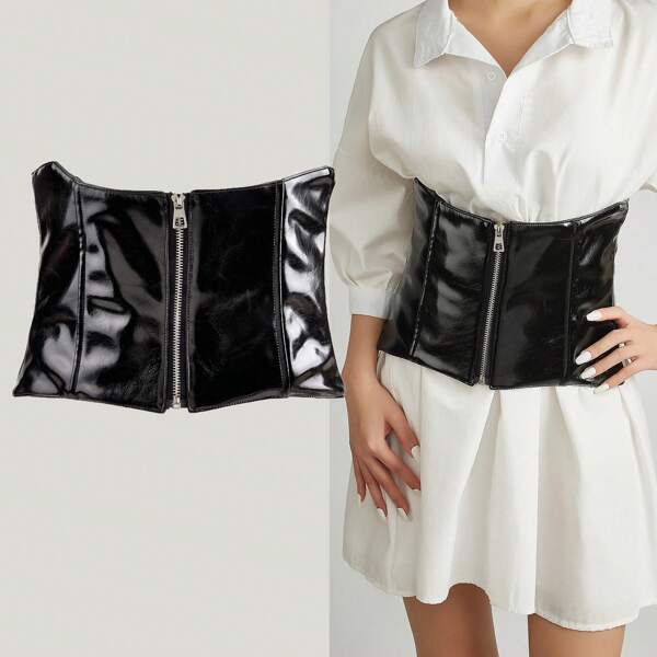 Zip-Up Waist Cincher Abdominal Corset For Women, Short Waist Trainer