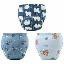 6 piezas de pantalones de entrenamiento para bebé con estampado de animales lindos - Textura suave, adecuado para todas las estaciones, ajuste regular, apto para entrenamiento de ir al baño, diseño de estampado alegre, ajuste cómodo para actividades al aire libre y ropa de dormir para niños y niñas