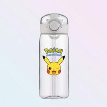 pokemon 400ML Cartoon Pokemon Pikachu Sports Water Bottle Outdoor Large Capacity Leak-Proof Cup Motivational Portable Plastic Cup Straw