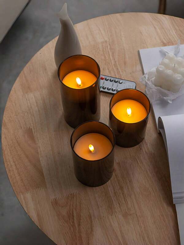 Velas sin llama LED negras, velas sin humo, aptas para uso interior/exterior, decorativas parpadeantes, de una mecha, a pilas, excelentes para Navidad, Halloween, San Valentín, fiestas de cumpleaños, decoración de habitaciones y restaurantes