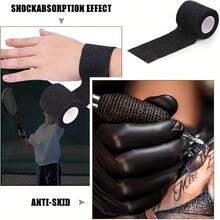 JC TATTOO-Tattoo Machine Grip Tape, Tattoo Grip Protection Bandage, Self-Adhesive Bandage, Disposable Self-Adhesive Bandage, Multiple Sizes Available (1/5/12/24pcs), Elastic Bandage Roll, Suitable For Tattoo Machine, Exercise, Body Protection, Essential For Tattoo Studio! Tattoo Accessories - Black - View 9