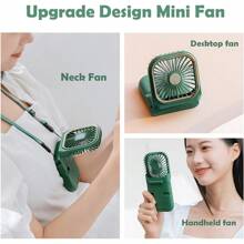 TFFFHandheld FanPortable Mini Fan With Power Bank 3000mAh USB Rechargeable Quiet Desk Fan With Cell Phone Stand Foldable 3 Speeds Strong Airflow 12 Working Hours Neck Fan