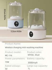 1pc Portable Washing Machine - Mini Laundry Cup, Small Washer For Underwear, USB Rechargeable, Must-Have For Travel, Dorm, Home - Perfect Gift For Girlfriend, Family, Relatives, Friends