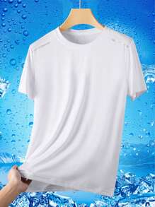 Set de 3 Prendas Deportivas para Hombre: Camiseta de cuello redondo de manga corta con estampado en estilo fitness y moda casual, Camiseta de entrenamiento deportivo con estilo novio para running y baloncesto, Camiseta de manga corta de deporte de seda de hielo transpirable para verano.