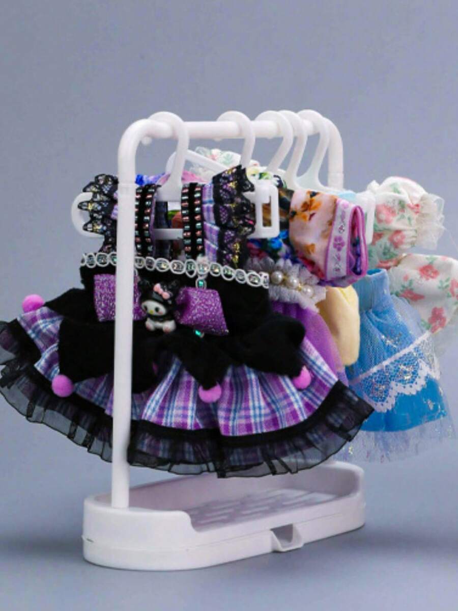 娃娃衣服收纳架和 10/5 迷你衣架适用于 LABUBI**、晾衣架、专用衣架和展示架适用于 LABUB* 娃娃配件