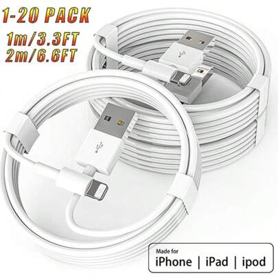 Apple Charging Cable, Apple Lightning To USB Cable, 2.4A Fast Charging Apple Phone Long Charging, Suitable For Apple 14/13/12/11/11Pro/11Max/X/XS/XR/XS Max/8/7/6/5S/SE (3.3 Ft, 6.6 Ft)